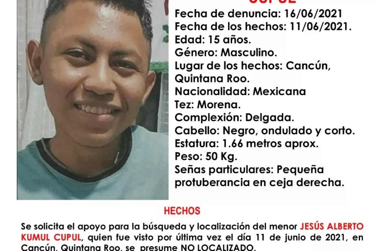 Activan Alerta Ámber Tras Desaparición De Un Menor De 15 Años En Cancún