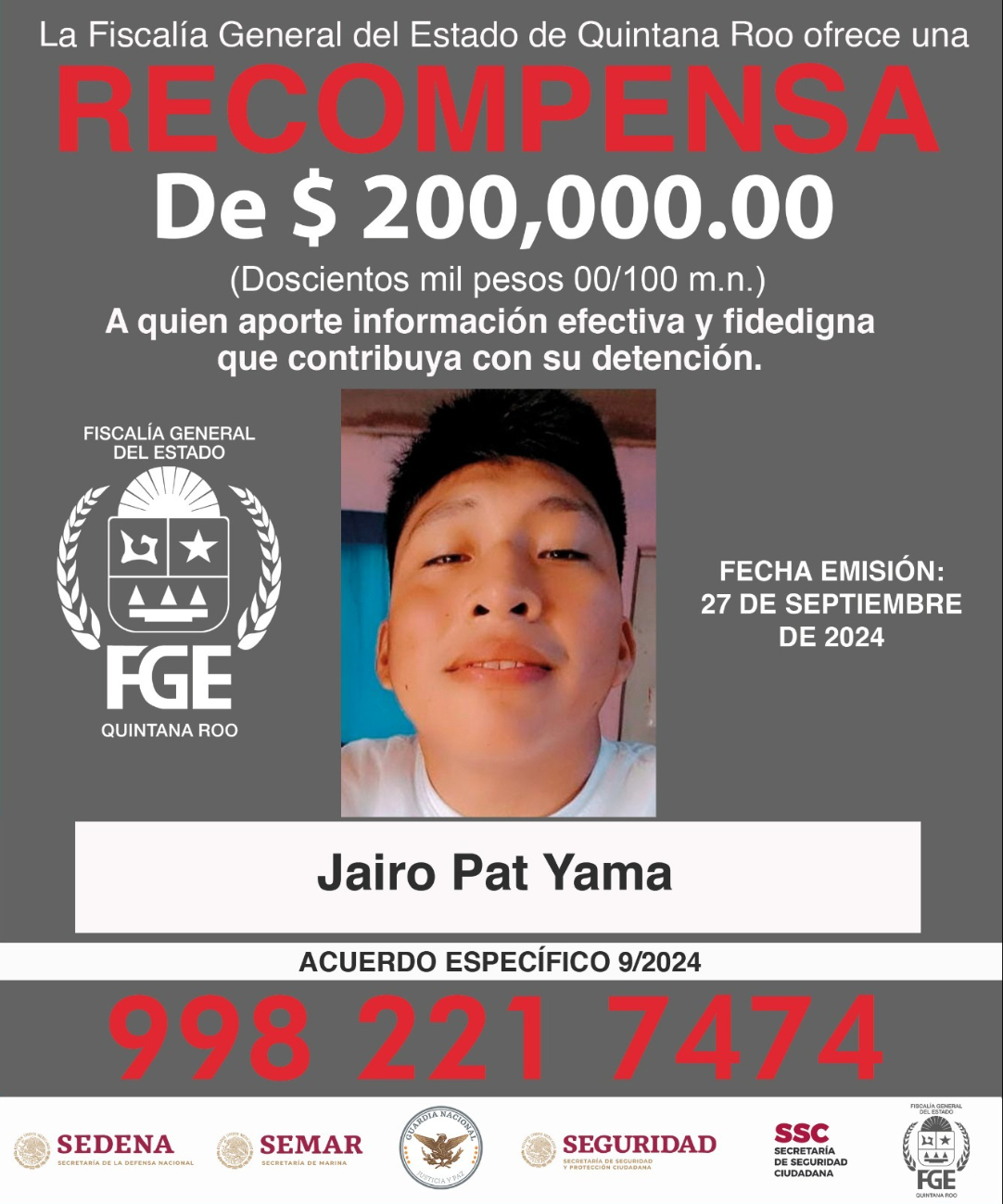 FGE ofrece recompensa por información tras asesinato de dos jóvenes en Felipe Carrillo Puerto