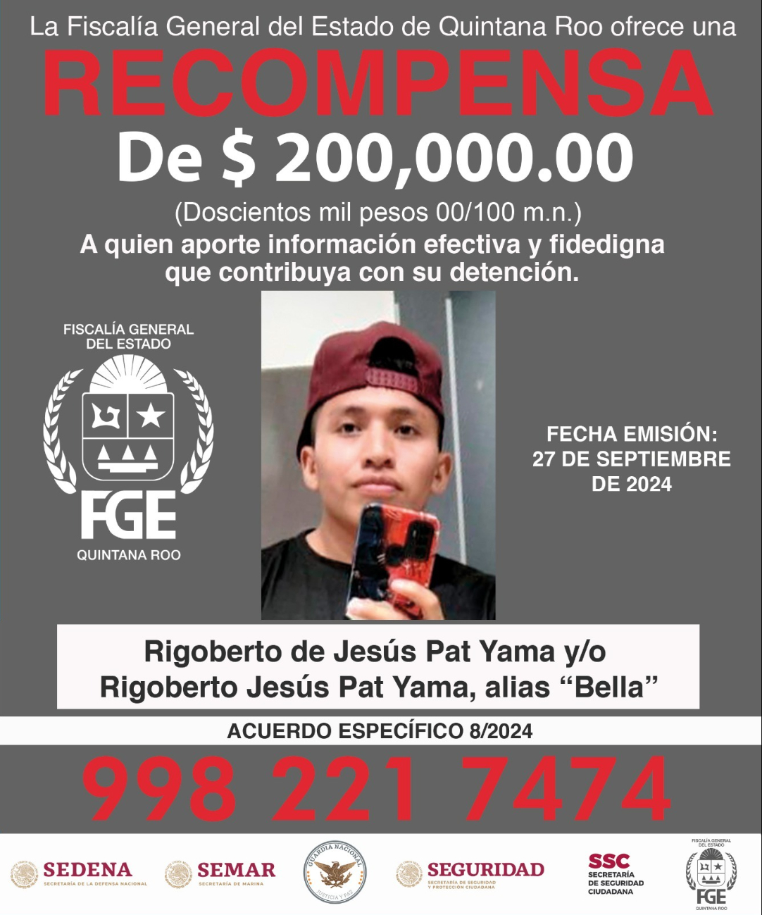 FGE ofrece recompensa por información tras asesinato de dos jóvenes en Felipe Carrillo Puerto