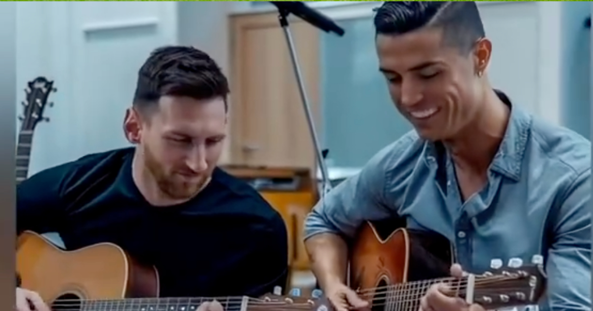 Messi y Cristiano sorprenden tocando guitarra juntos ¡No te acabes IA!