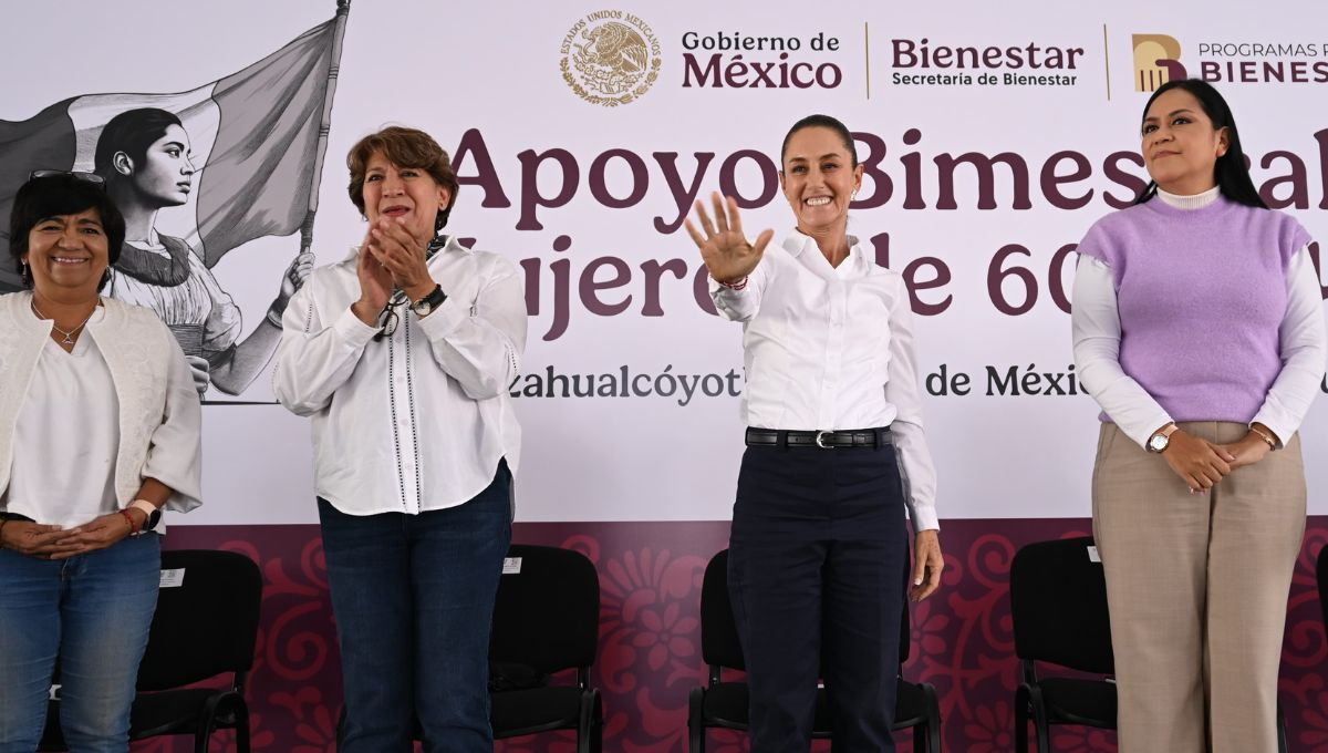 Claudia Sheinbaum Pardo, acompañada por la gobernadora del Estado de México, Delfina Gómez