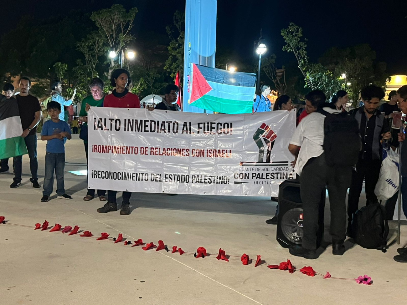 Colectivos yucatecos marchan en solidaridad con Palestina; exigen justicia y fin de relaciones con Israel