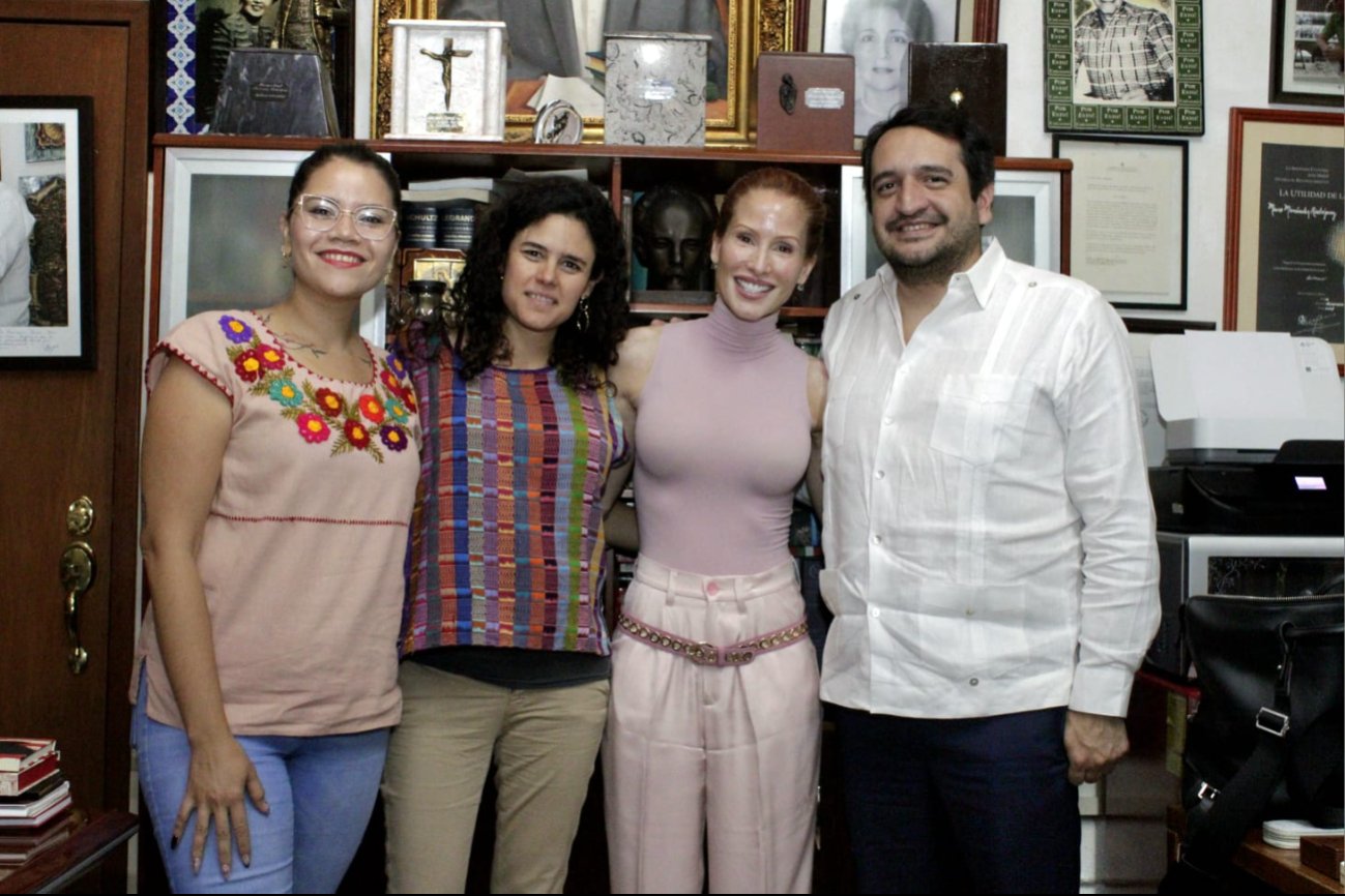 Luisa María Alcalde, Andrés Manuel López Beltran y Carolina Rangel de Morena, visitan las instalaciones de Por Esto! en Mérida 