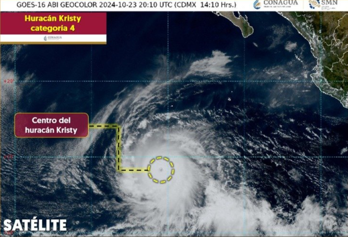 Huracán Kristy se intensifica a categoría 4.