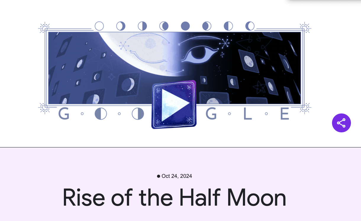 Google dedica doodle a las Fases Lunares y a la última media luna de octubre