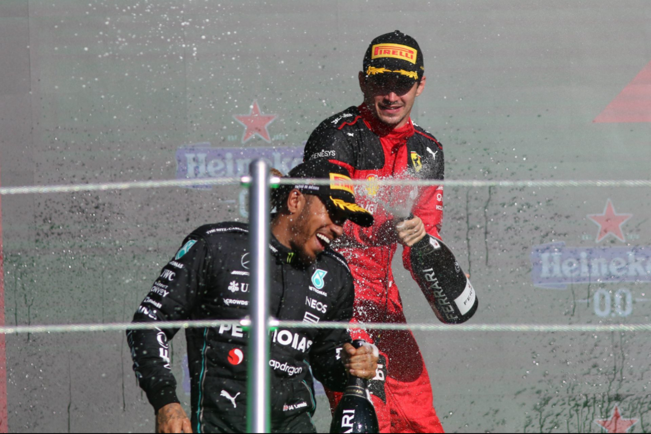 La celebración el podio del GP México