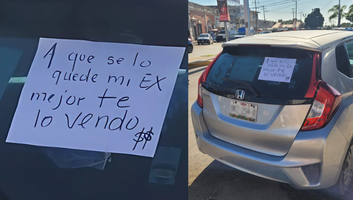 En Campeche, una persona decidió vender su auto para evitar que su ex se lo quedara, con un mensaje llamativo en el parabrisas