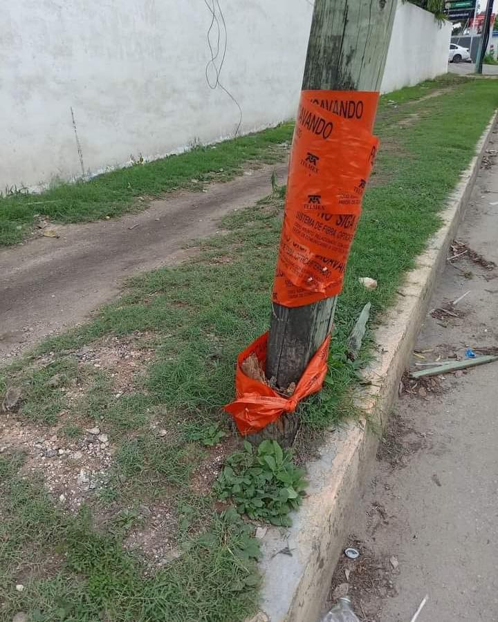 Poste cae sobre cables de luz en Chetumal, el incidente no ha sido arreglado por ninguna autoridad o compañía.