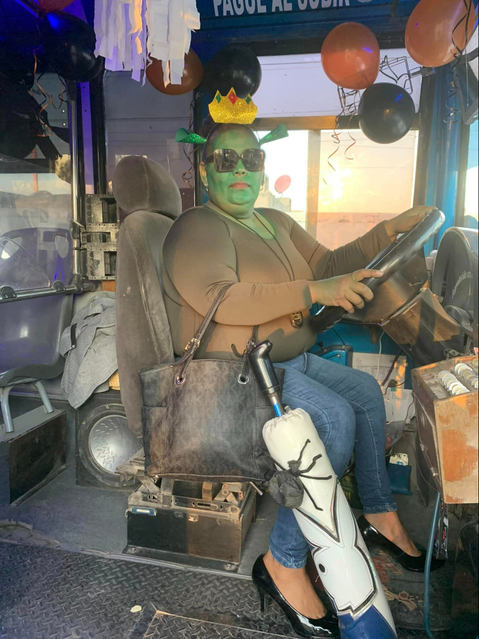 Conductora en La Laguna celebra Halloween con disfraz de ‘Fiona Buchona' en su ruta