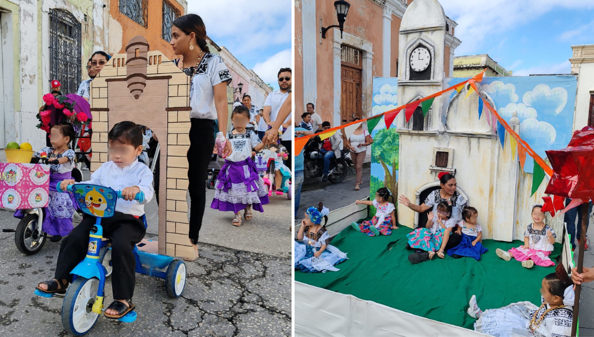 Portando trajes típicos y al ritmo de canciones tradicionales, los niños lucieron monumentos icónicos como el Fuerte de San Miguel y las puertas de Mar y de Tierra