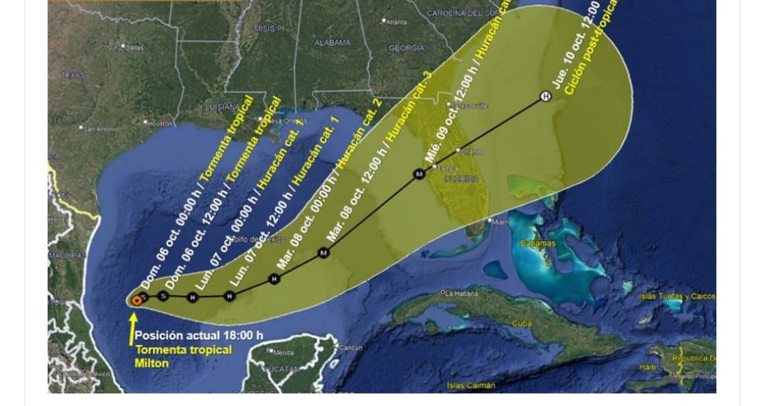 Milton se intensifica sobre el Golfo de México
