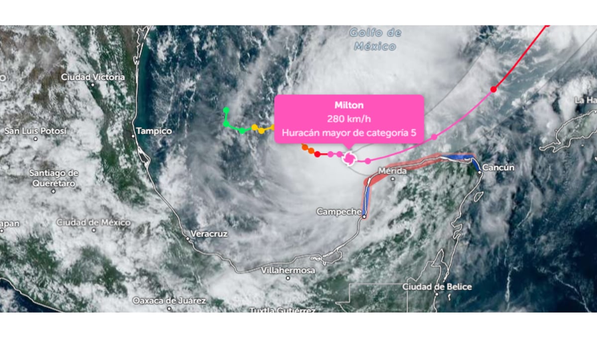 Huracán Milton se intensifica a categoría 5 con vientos de más de 250 km/h, poniendo a Campeche en zona de prevención