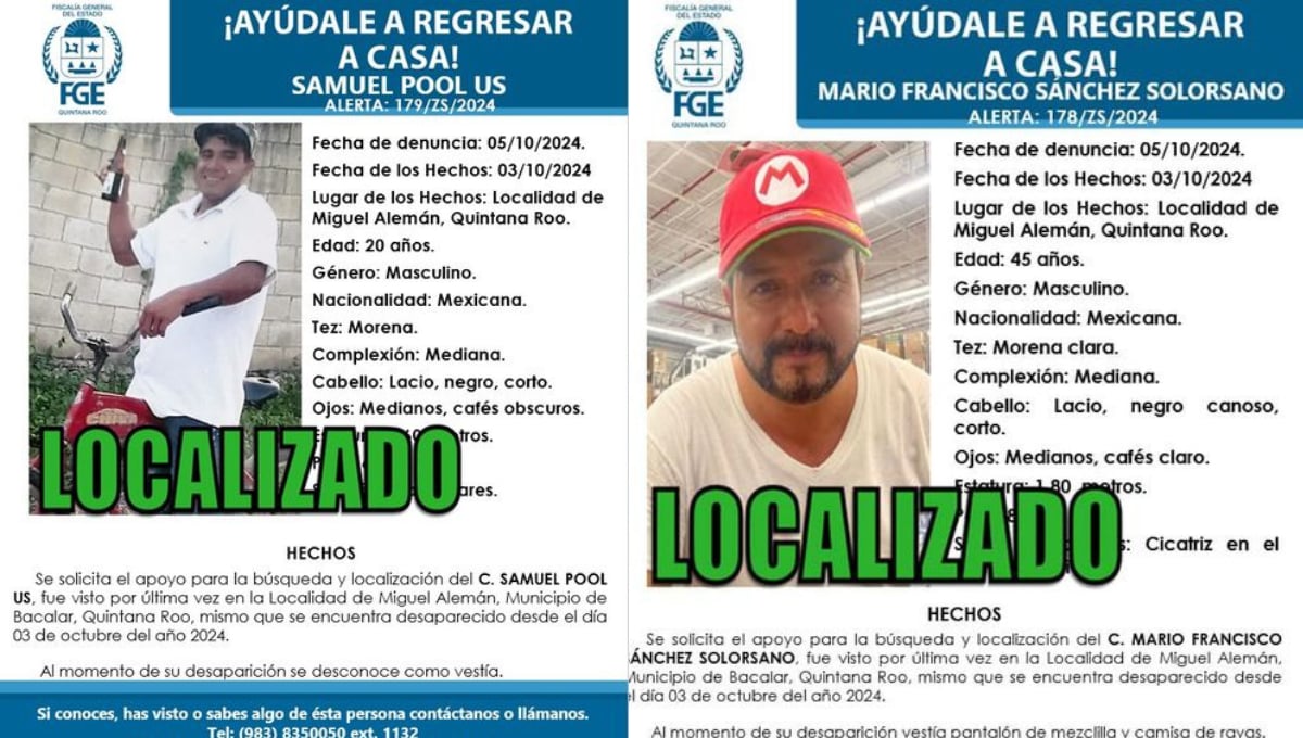 Localizan con vida a dos de los cuatro trabajadores desaparecidos en Bacalar