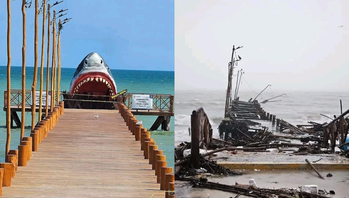 Muelle de Chelem: El antes y el después del Huracán Milton