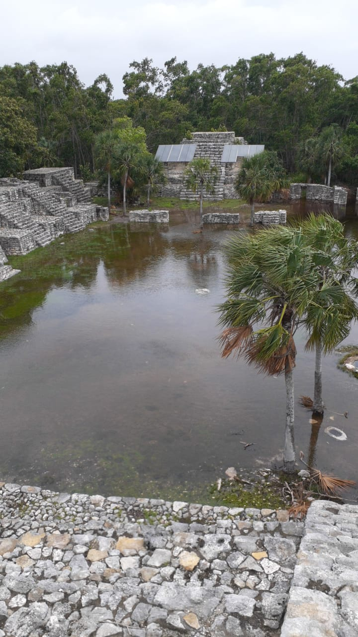 Cierran la zona arqueológica de Xkambó por  inundaciones