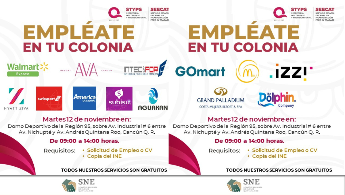 Empresas que participarán "Empléate en tu Colonia"