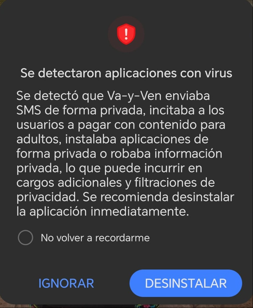 Las alertas de virus han aparecido en los dispositivos