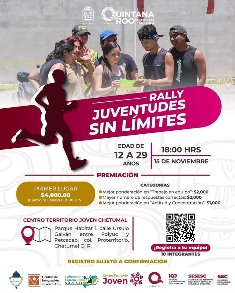 El Rally "Juventudes Sin Límite" se llevará a cabo este viernes 15 de noviembre