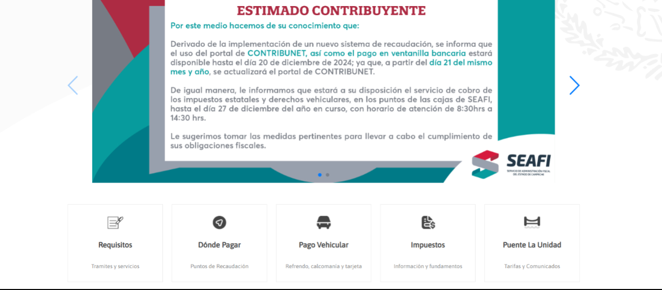 El portal de CONTRIBUNET y el pago en ventanilla bancaria estarán disponibles hasta el 20 de diciembre de 2024