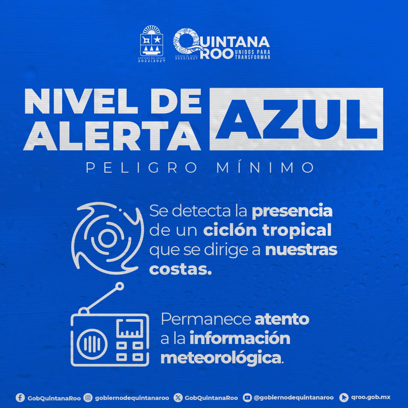 La Alerta Azul es el peligro mínimo ante la presencia de un ciclón tropical