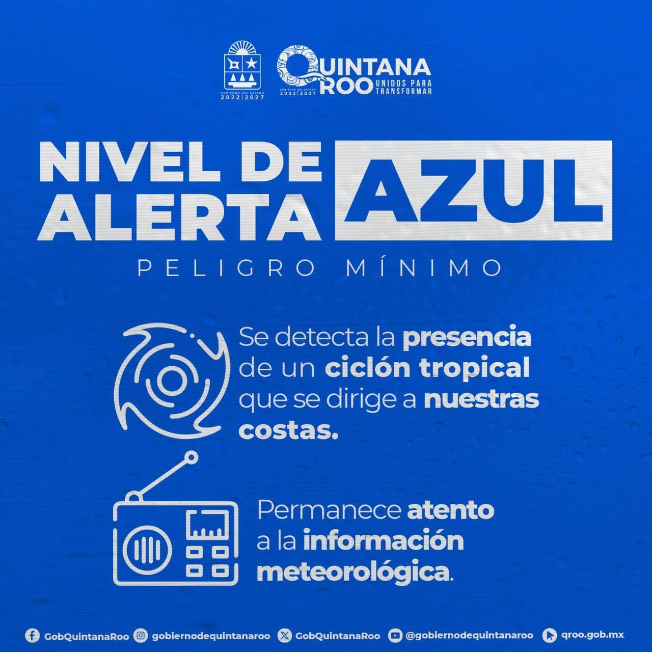 Chetumal, junto con regiones cercanas continúan en Alerta Azul.