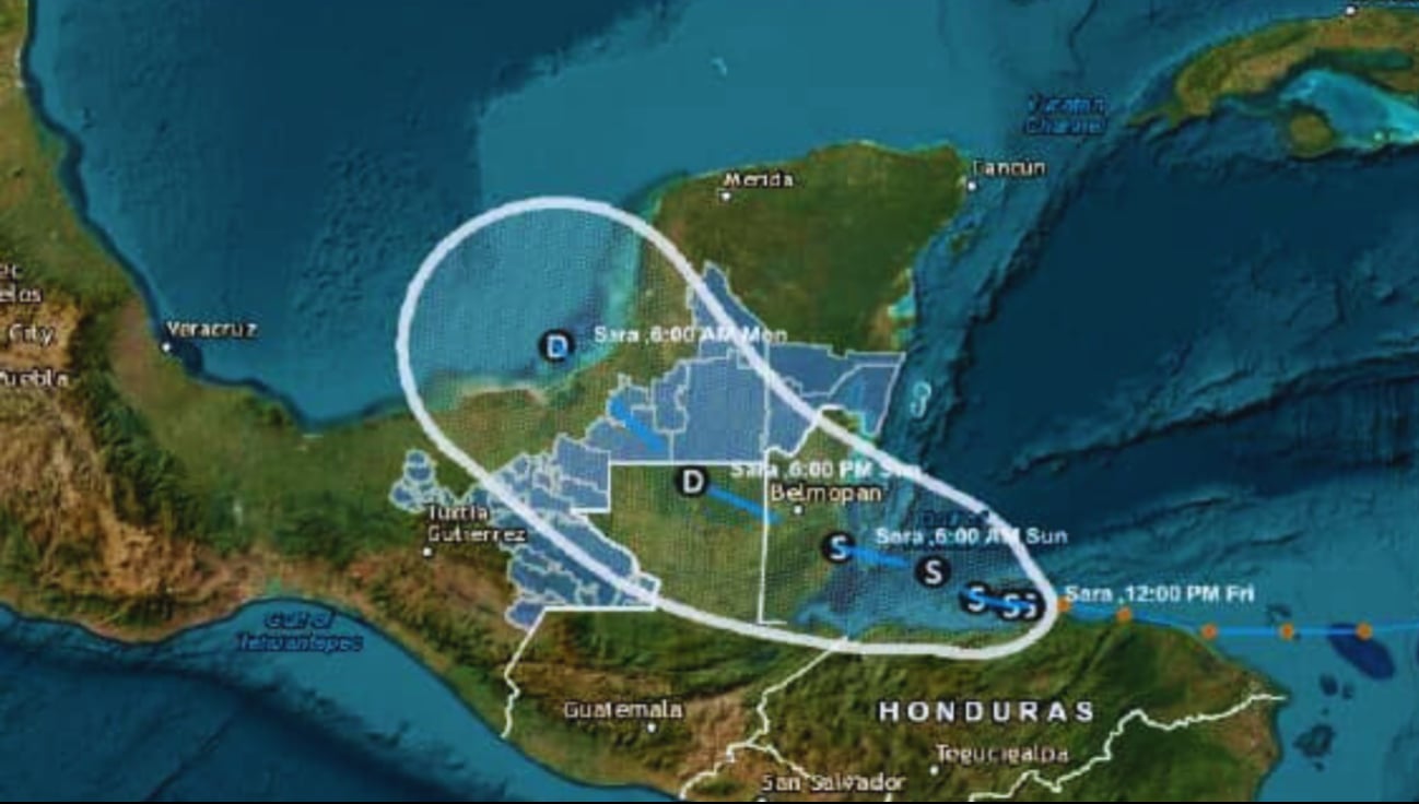 La Coordinación Nacional de Protección Civil emitió una alerta azul en Campeche por la tormenta tropical Sara