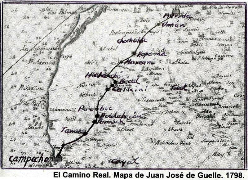 Mapa antiguo de 1798 del Camino Real