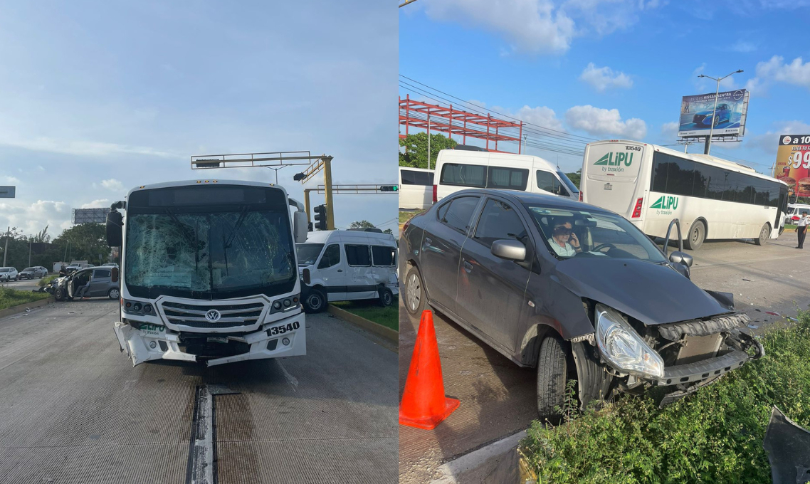 Un autobús de la empresa Lipu se pasó una luz roja en el bulevar Luis Donaldo Colosio, causando un accidente