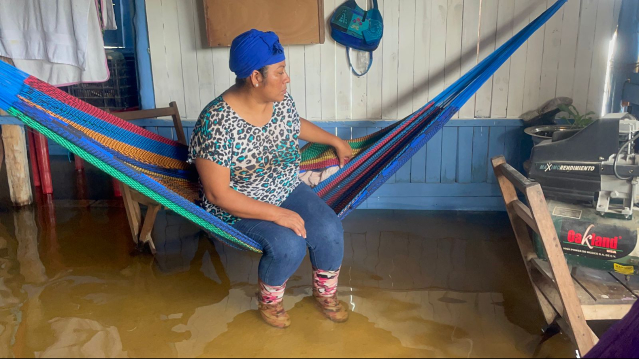 Debido al agua, le es imposible realizar sus actividades correctamente