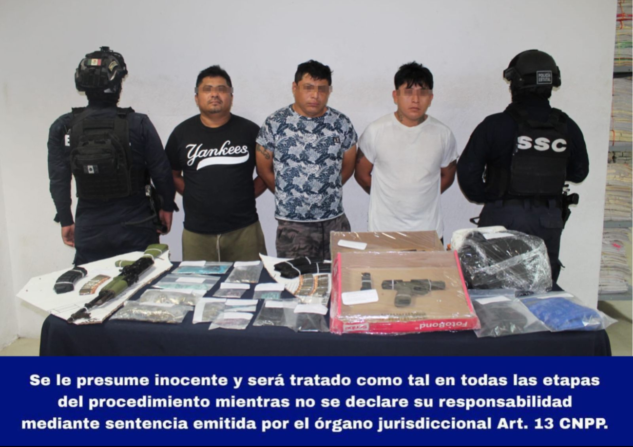 Tres hombres fueron detenidos en Tulum con  más de 60 bolsas de sustancias ilícitas 