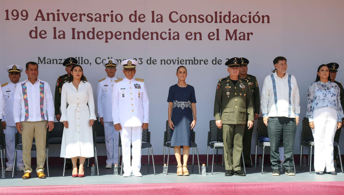 La presidenta de México, Claudia Sheinbaum, encabezó la ceremonia del 199° Aniversario de la Armada de México