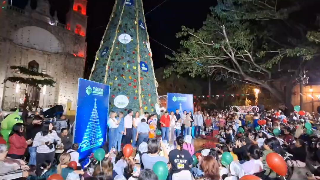 Encienden el tradicional árbol en parque de San Cristóbal; incia la navidada 2024.