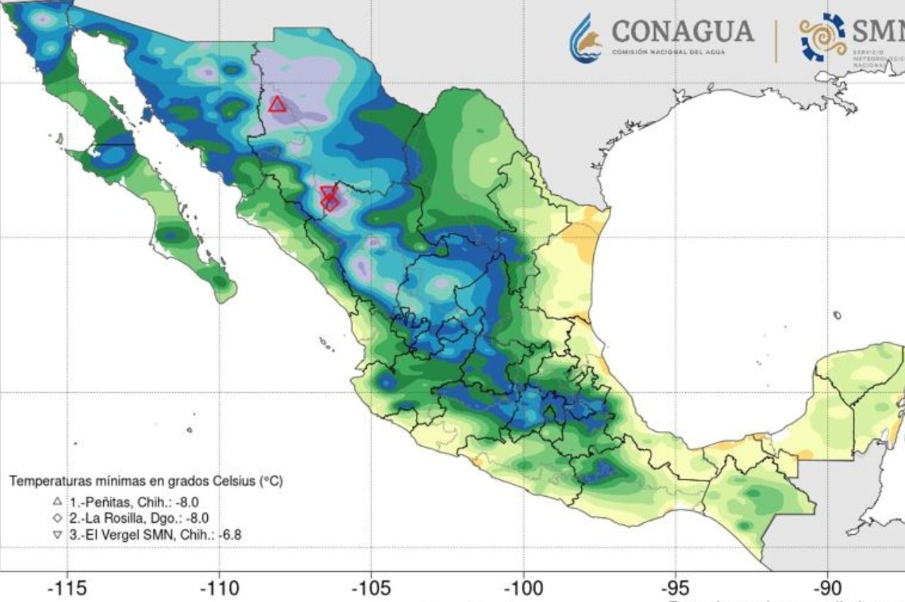 Frente Frío 7 va a causar estragos en 16 estados con temperaturas de -10 a 5 grados