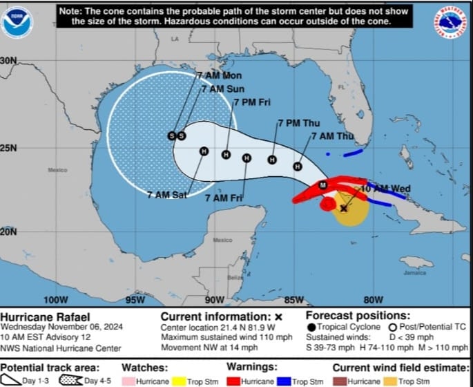 Huracán Rafael, propiciaría lluvias en Campeche este viernes