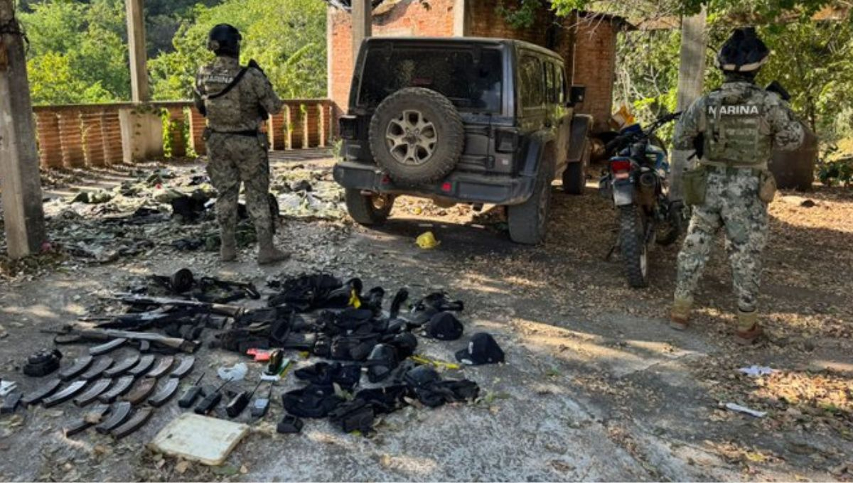 Elementos de la Marina aseguraron armas, un vehículo y una motocicleta vinculados a ‘Los Chapitos’ en Concordia, Sinaloa