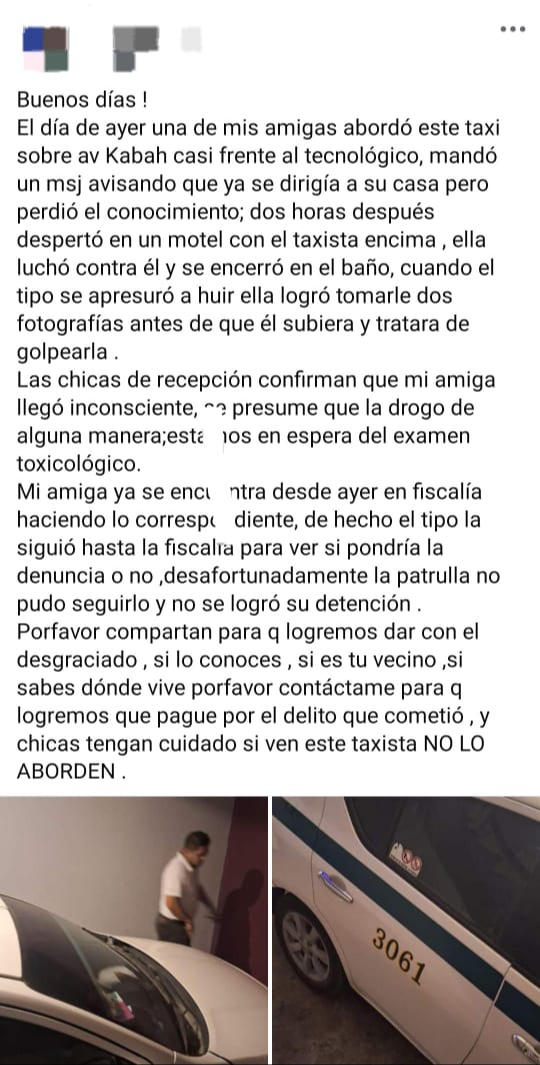 El caso fue expuesto en redes sociales para advertir a las mujeres de Cancún