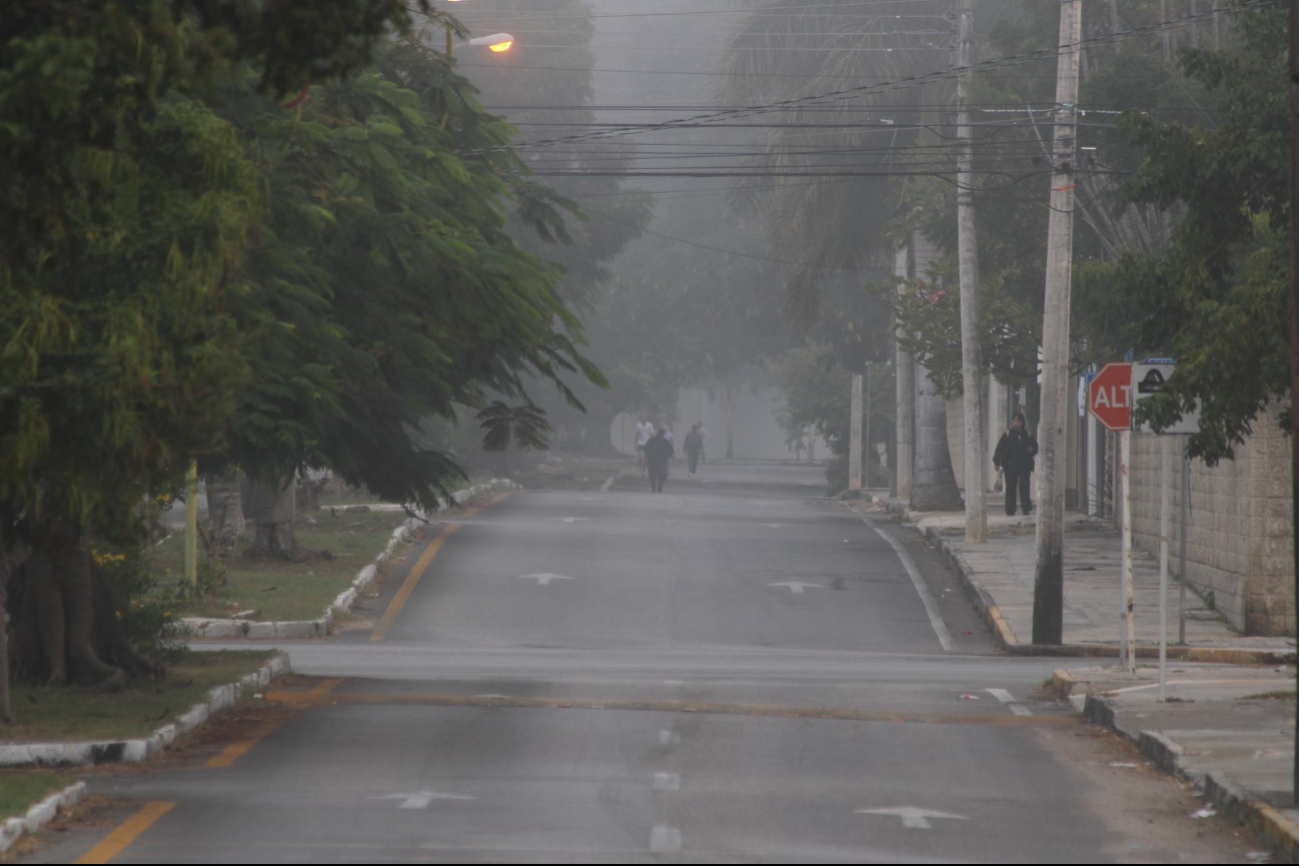 Avenidas de Mérida lucieron llenas de neblina