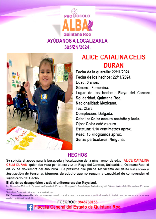 Ficha de búsqueda de Alice Catalina Celis Duran