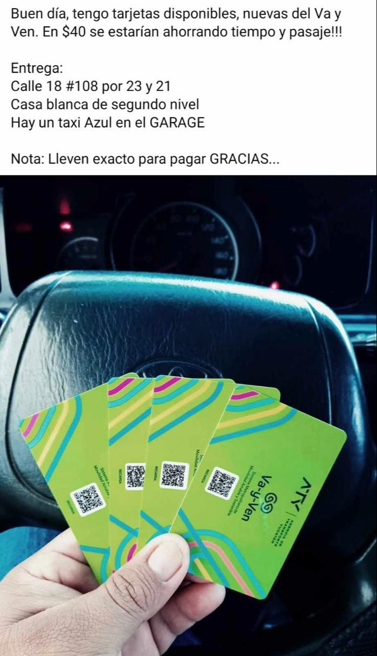 Un usuario ofrece las tarjetas en $40 pesos y asegura que de esta forma las personas no tendrán que formarse ni gastar en transporte