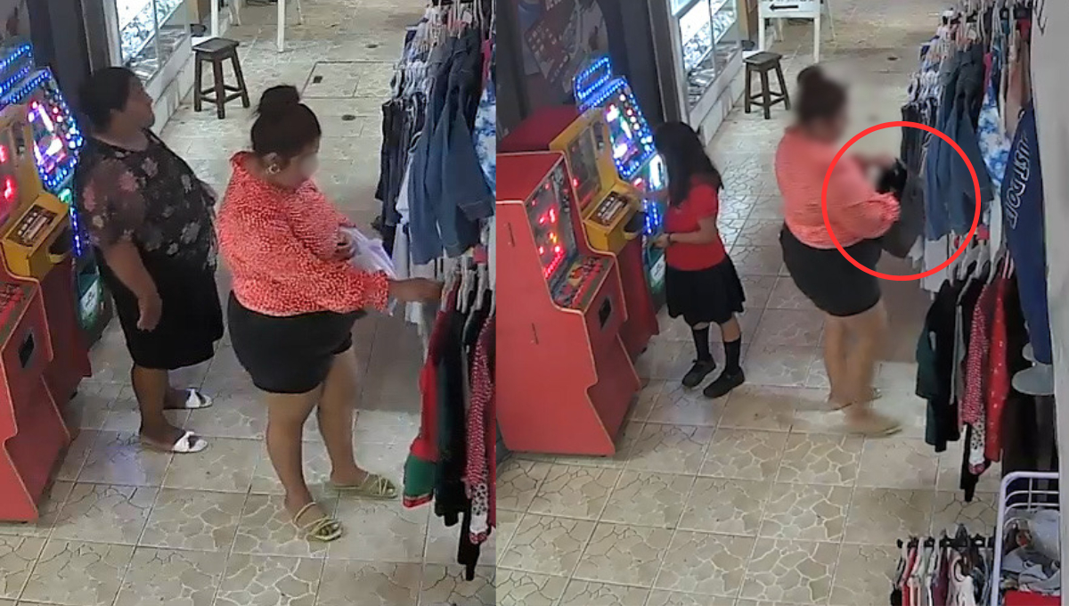 Exhiben a mujer robándose un suéter en mercado público de Escárcega: VIDEO