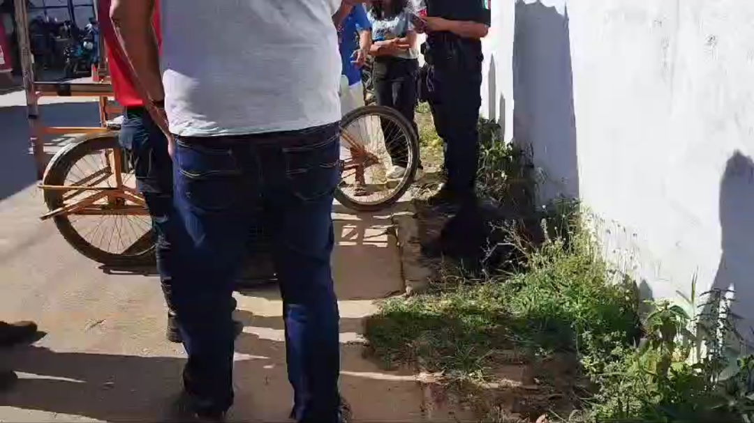 El equipo de bomberos del municipio arribaron con una transportadora para trasladar a la perrita