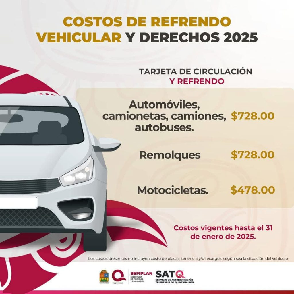 Precios del refrendo vehicular para 2025