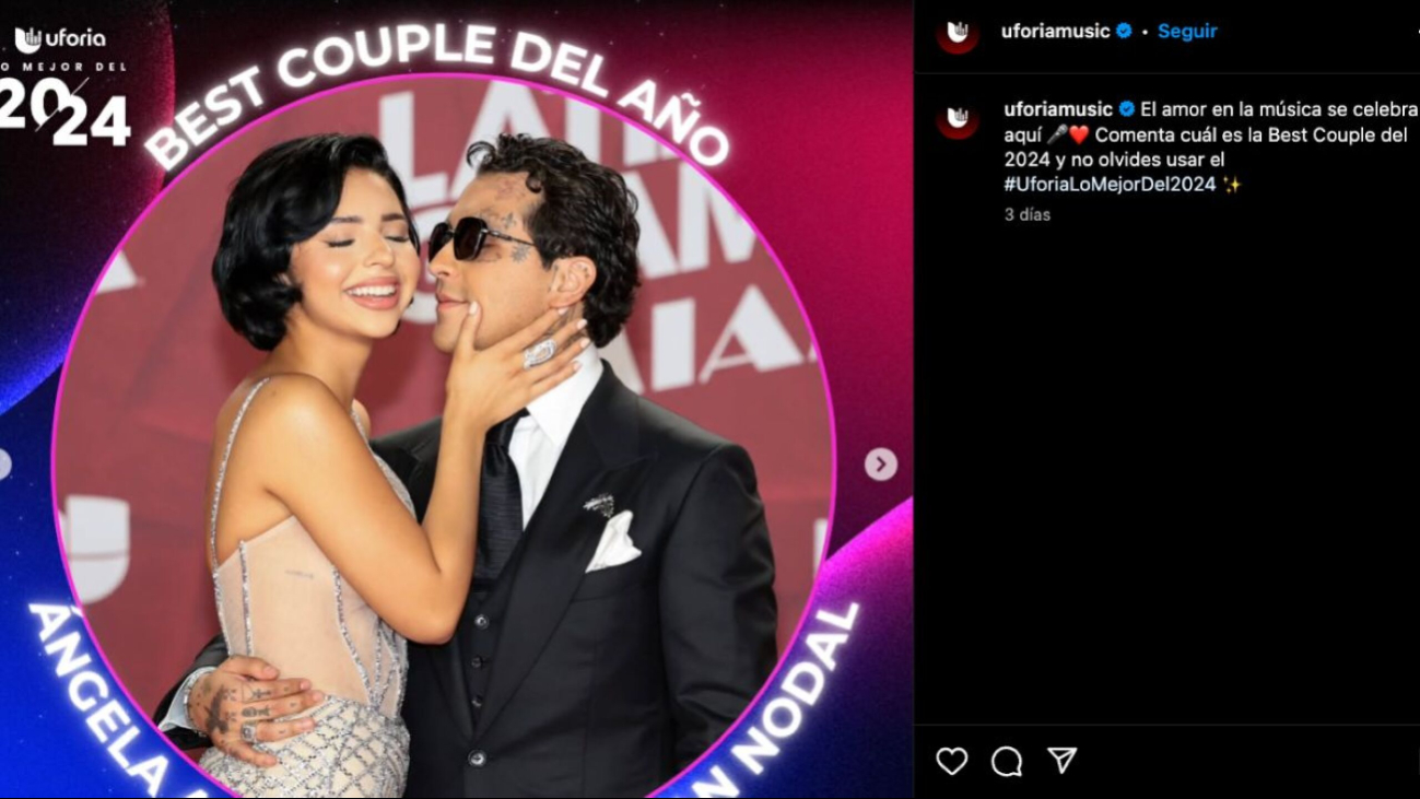 Ángela Aguilar y Christian Nodal fueron nominados como la "Mejor pareja del año" por Uforia