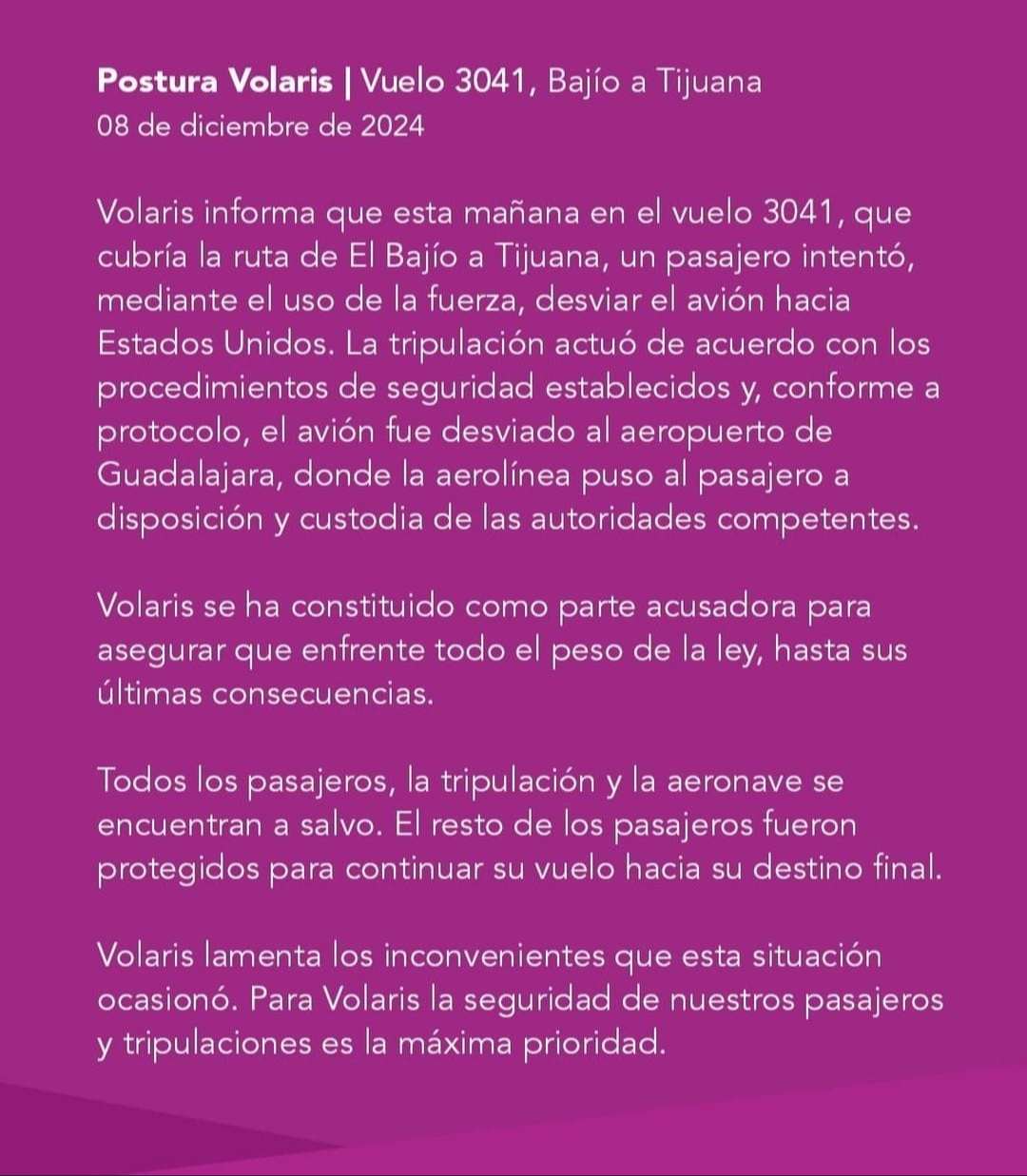 Comunicado de Volaris