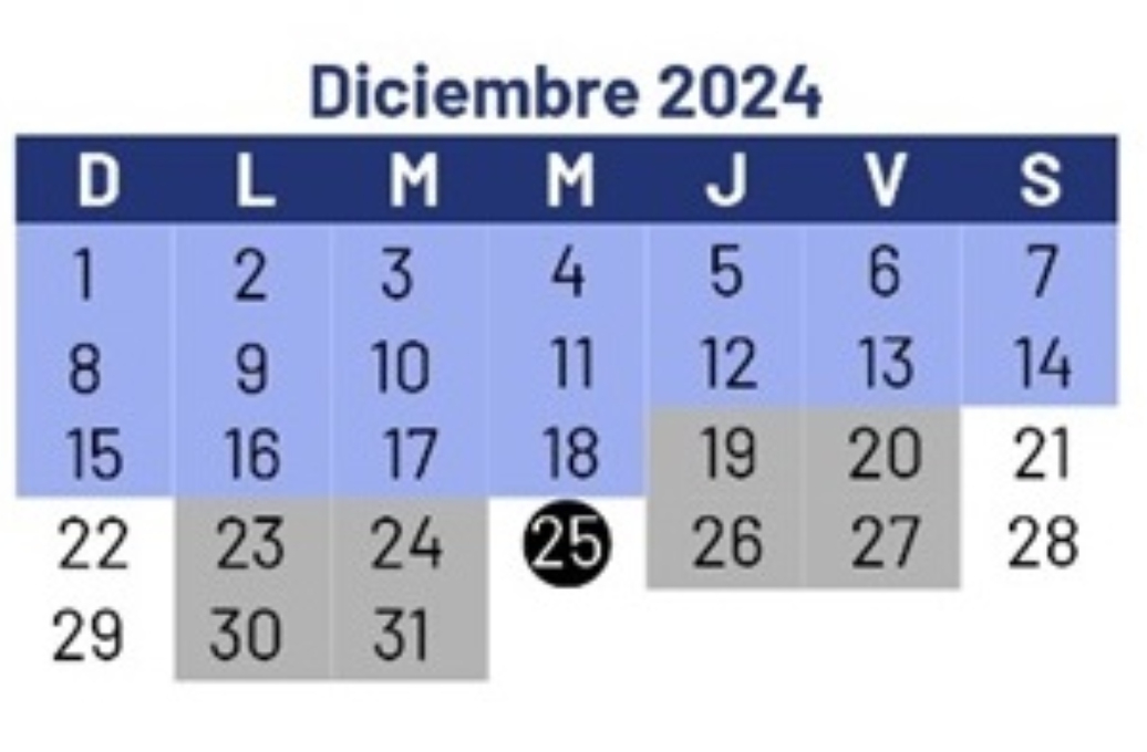 El calendario de la Segey no declara el 12 de diciembre como inhábil