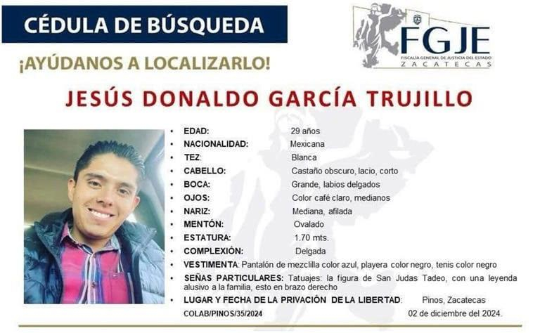 Jesús Donaldo García Trujillo tenía reporte de desaparición