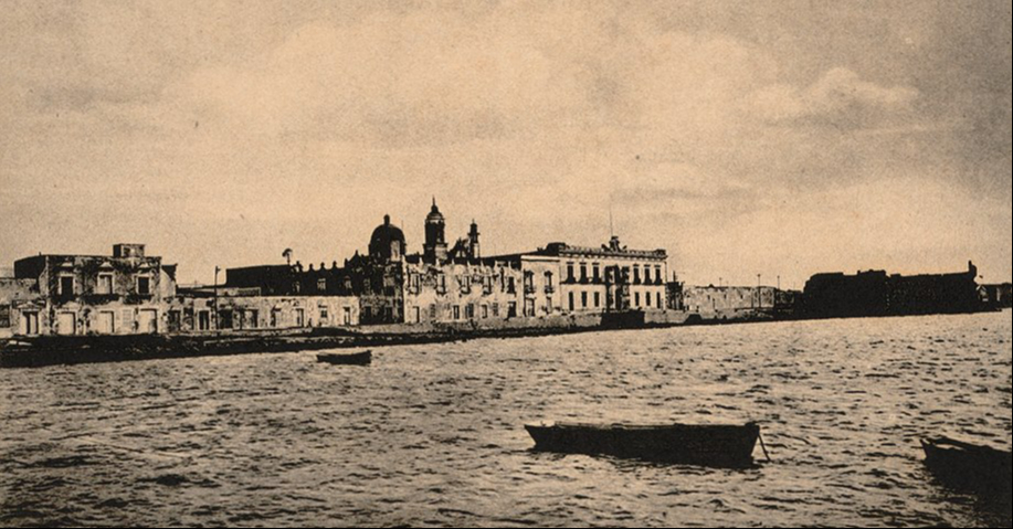 La ciudad de Campeche vista desde la bahía