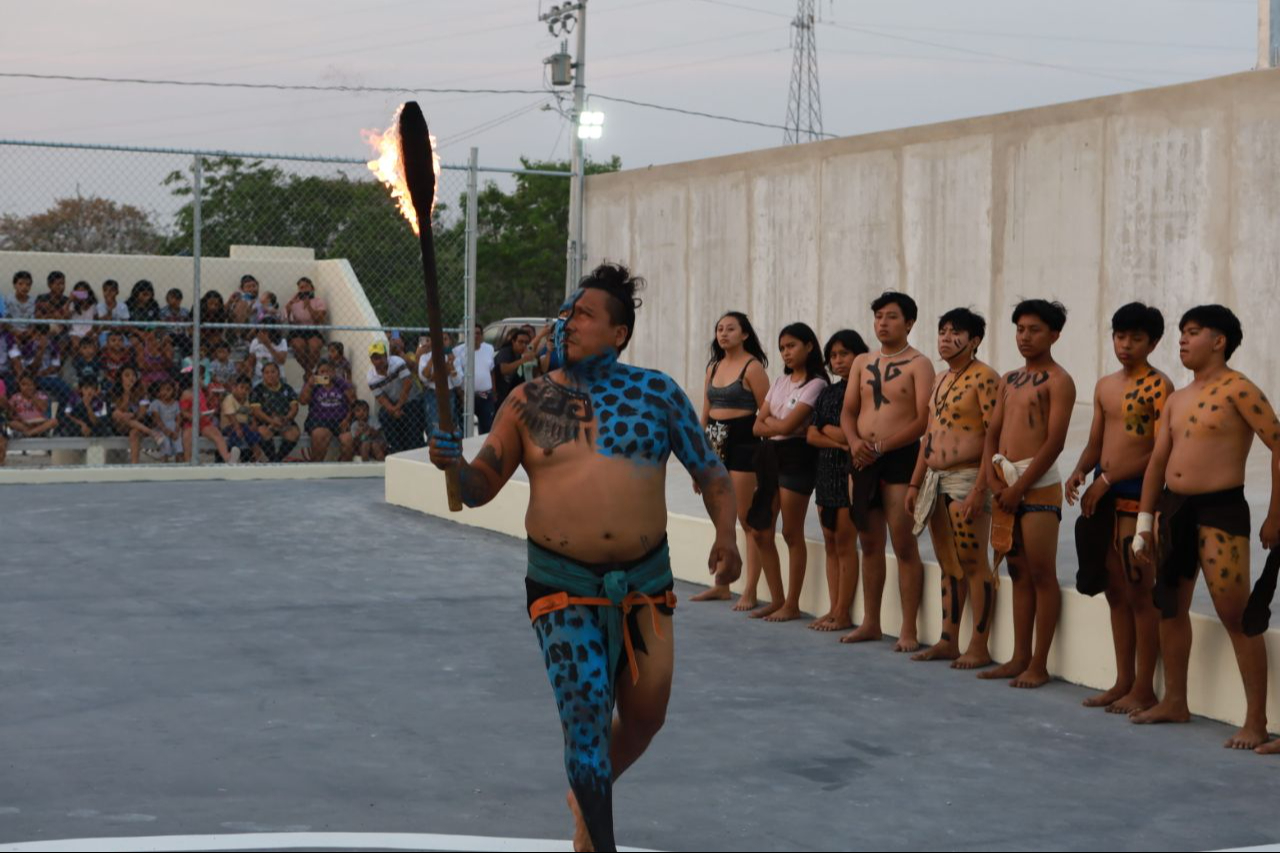 Parte de la inauguración de la cancha de Pok Ta Pok en Progreso