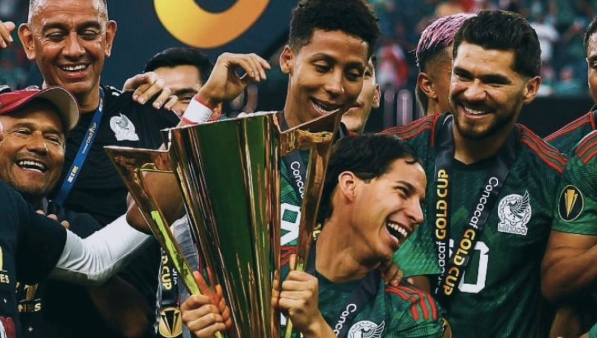 Diego Lainez celebra la victoria de México en la Copa Oro 2023