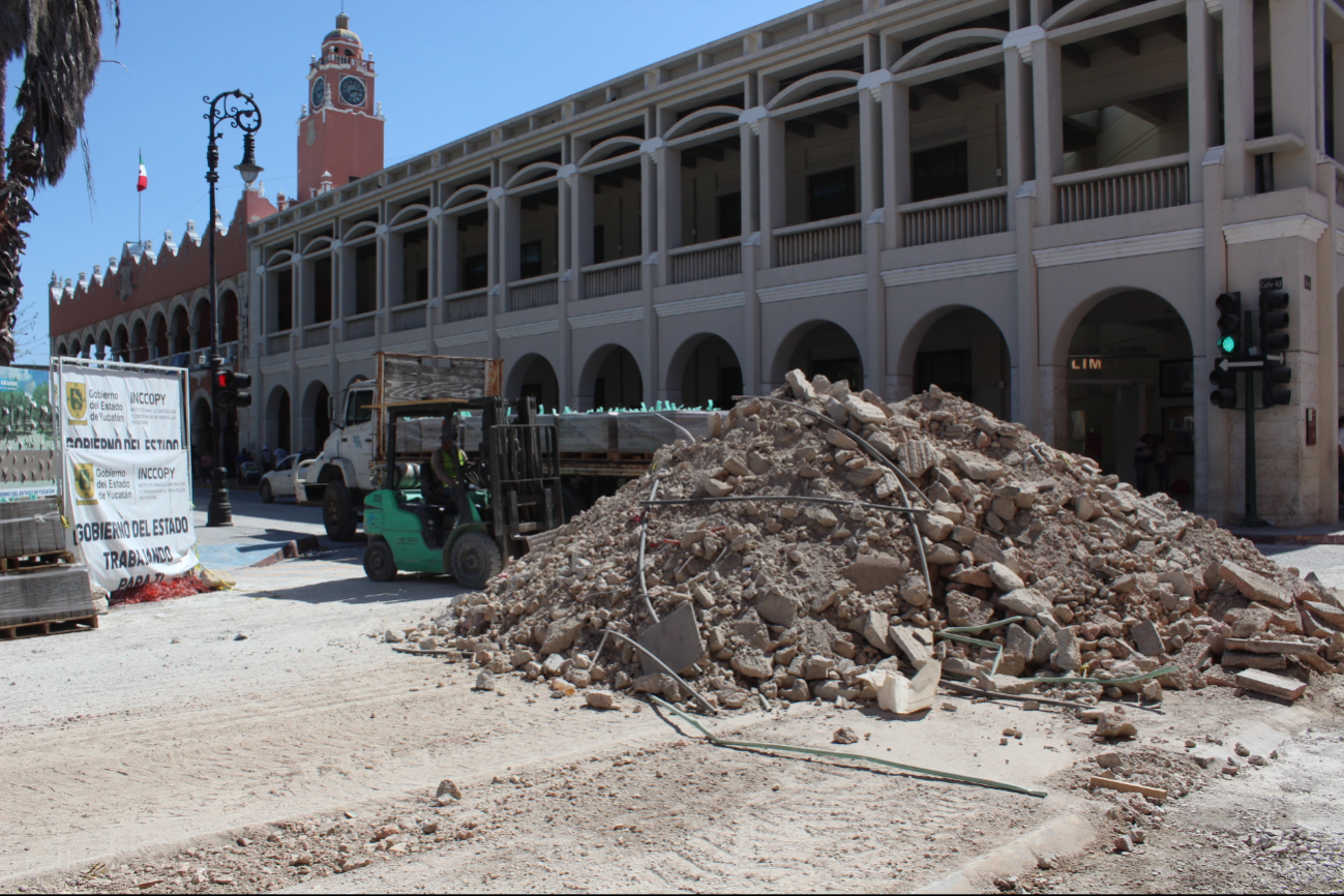 Remodelación de la Plaza Grande de Mérida finalizaría en agosto
